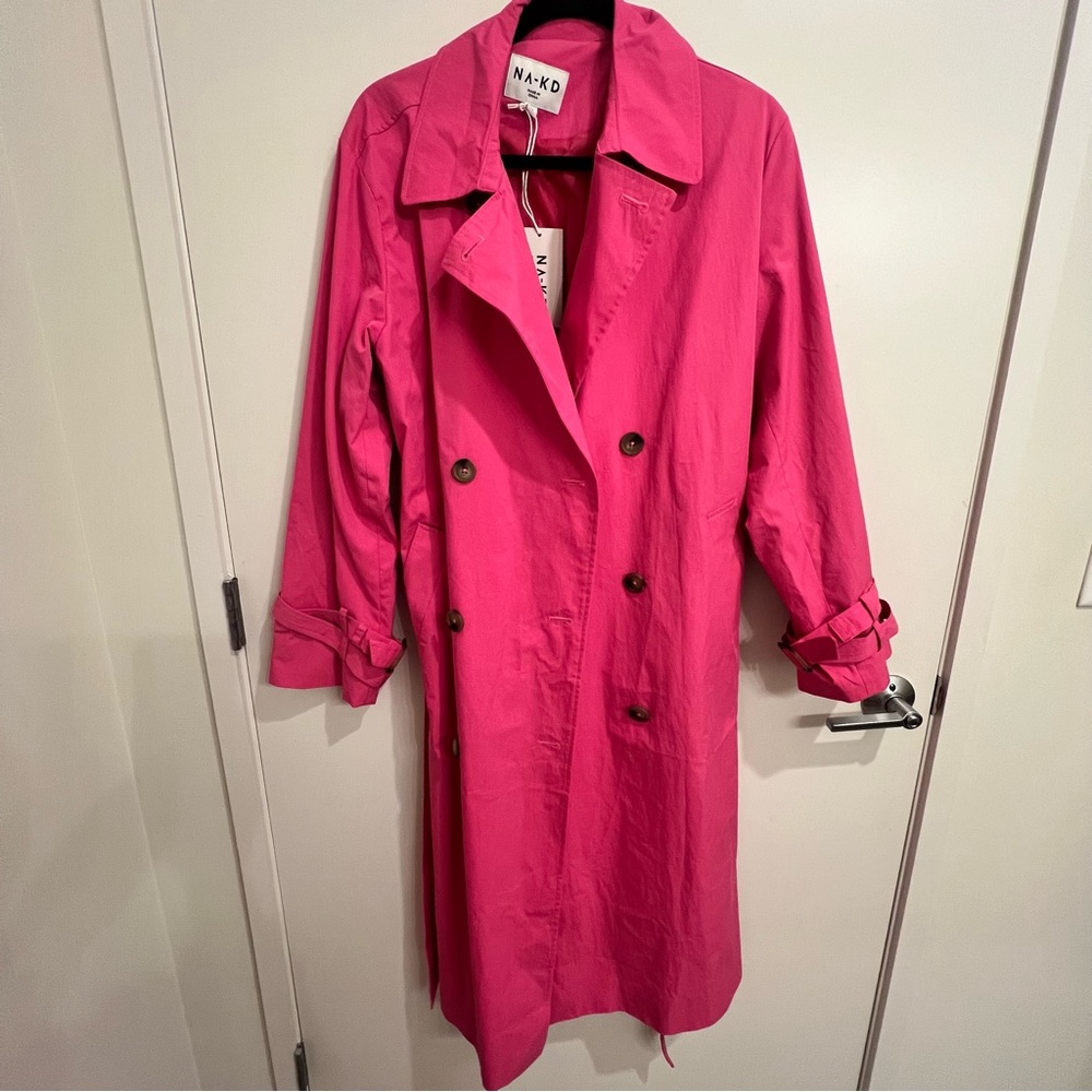 NWT NA-KD Pink Double Buttoned Trenchcoat - Picture 7 of 9